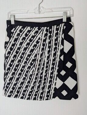 Peter Pilotto Faux Wrap Around Skirt Geometric Black And White Size 4 EUC